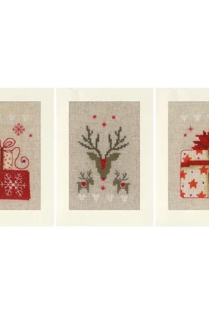 Speciale Aanbieding Wenskaart Kit kerst(set van 3), Vervaco