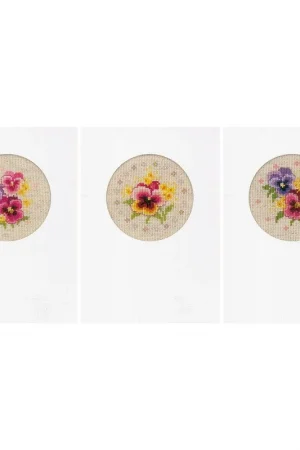 Aanbieding Wenskaart Kit viooltjes (set van 3) , Vervaco