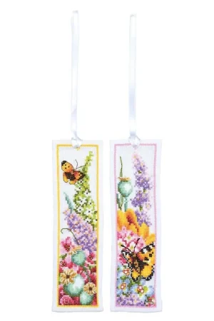 Rechtstreeks Van De Fabrikant Kleurig bloemenboeketboekenlegger borduurpakket – Set van 2, Vervaco marjolein bastin