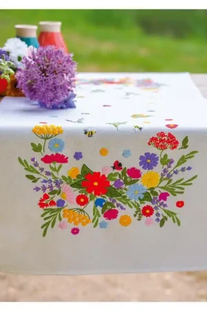 Speciale Aanbieding Loper kit Kleurrijke wereld van bloemen, Vervaco