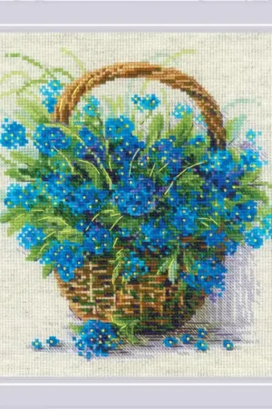 Superprijs RIOLIS Forget Me Nots in a Basket borduren (pakket) 2170