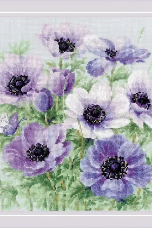 RIOLIS Purple Anemones borduren (pakket) 2176 Finale Uitverkoop