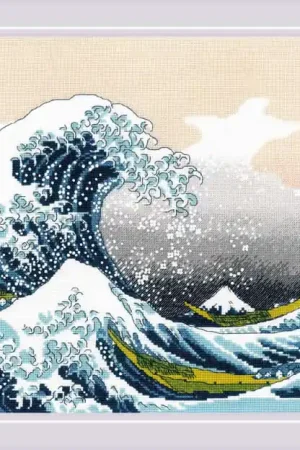 Betaalbaar RIOLIS The Great Wave off Kanagawa after K. Hokusai Artwork borduren (pakket) 2186