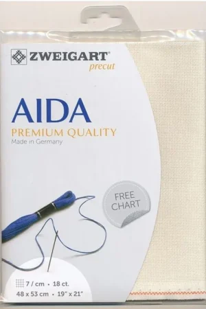 Zweigart borduurstof Precut Aida Cotton Beige (3793/13) 18ct 48x53cm Beperkte Voorraad