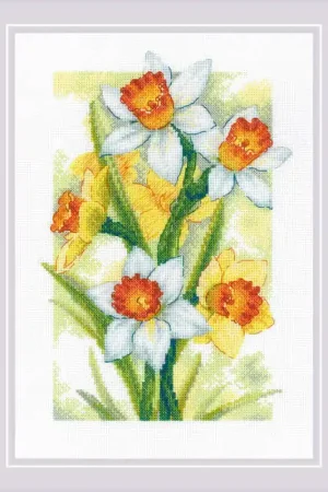 RIOLIS Spring Glow - Daffodils borduren (pakket) 2189 Op = Op