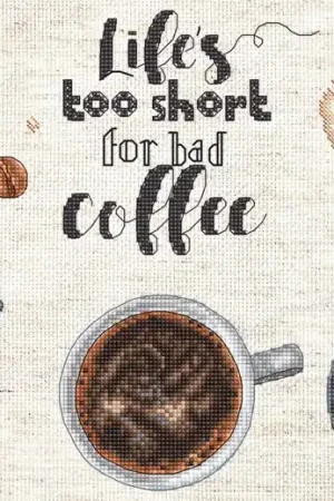 Beperkte Voorraad Leti Stitch Life’s too short for a bad coffee borduren (pakket) L8097
