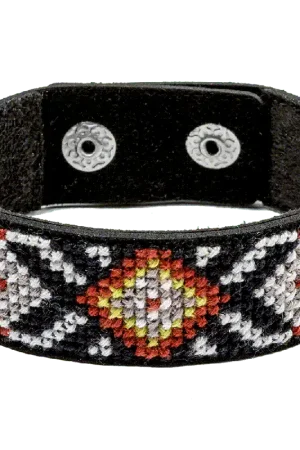 Borduur armband op leer 026 Finale Uitverkoop