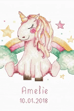 Rechtstreeks Van De Fabrikant Luca-S Unicorn Geboortebord borduren (pakket) B1151 **