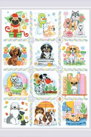 Superprijs RIOLIS Dog Calendar borduren (pakket) 2245