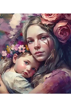 Snelle Levering Moeder en dochter Diamond Painting - vierkant / 45x60