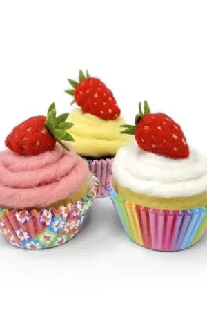 CKC Aardbei cupcakes Naaldvilt pakket ** Beste Prijs