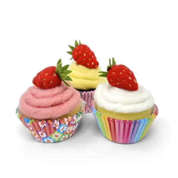 CKC Aardbei cupcakes Naaldvilt pakket ** Beste Prijs